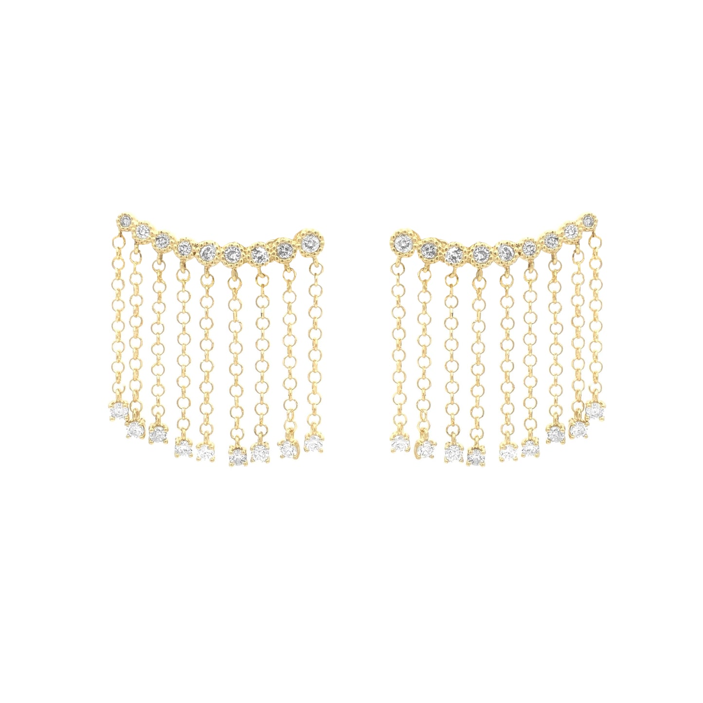 Brincos em Ouro Ear-Cuff Cravejado com Diamantes Brancos