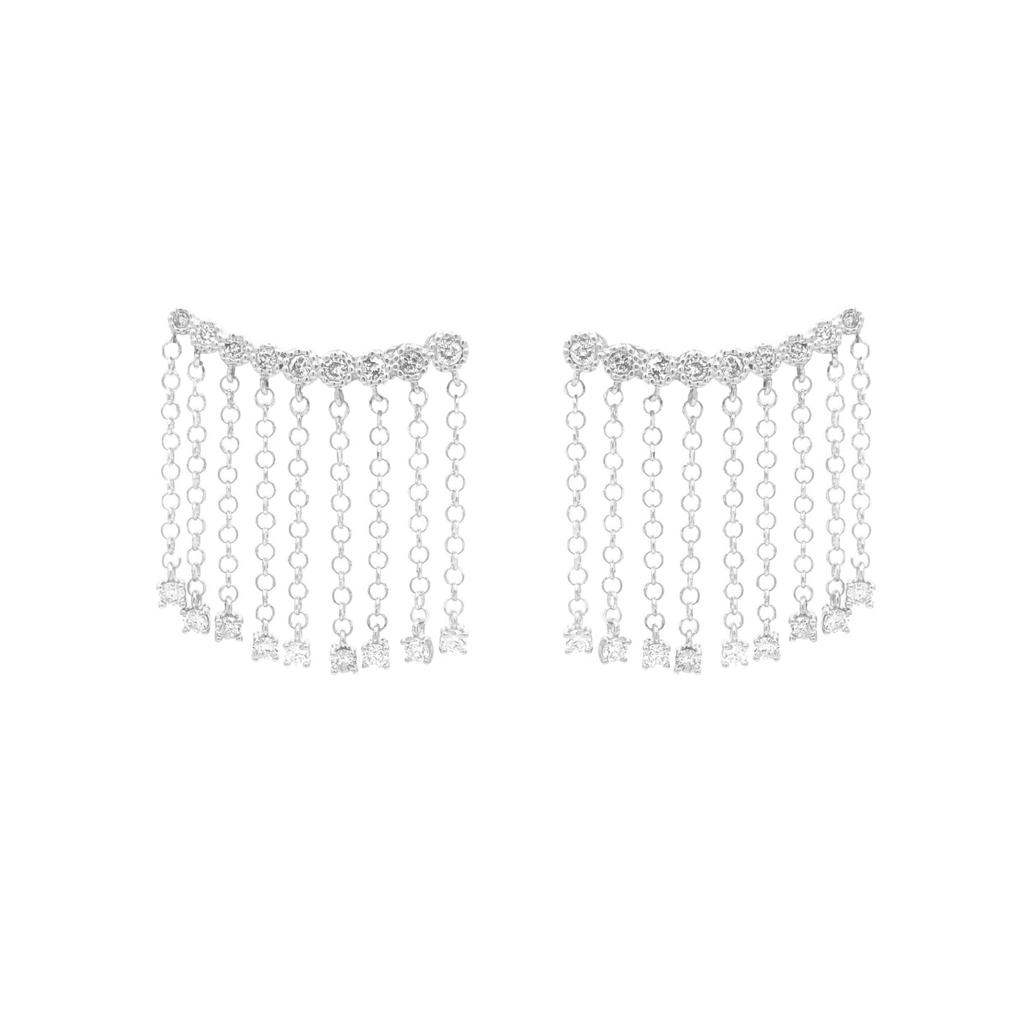 Brincos em Ouro Ear-Cuff Cravejado com Diamantes Brancos