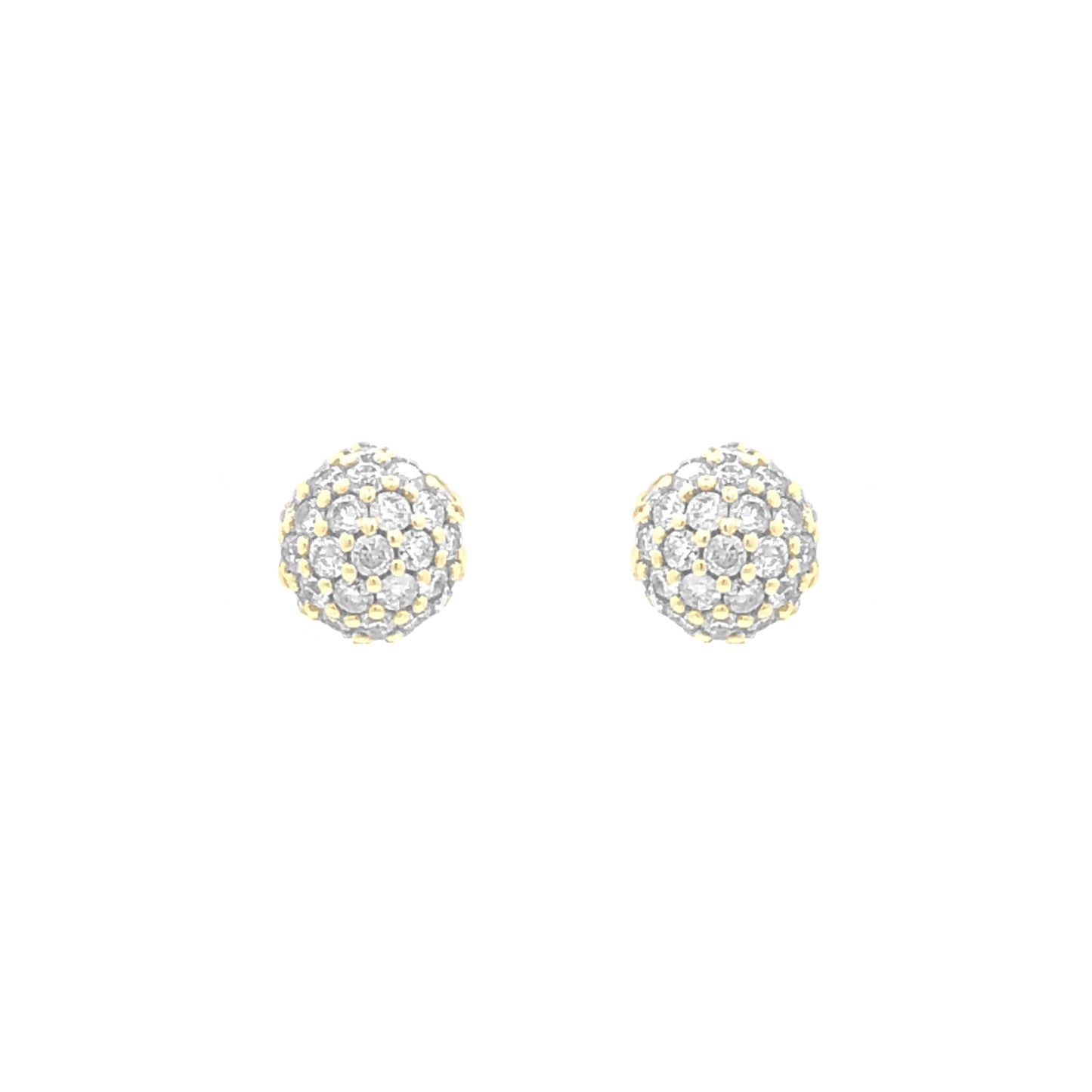 Brinco em Ouro Esfera Cravejadas com Diamantes Brancos