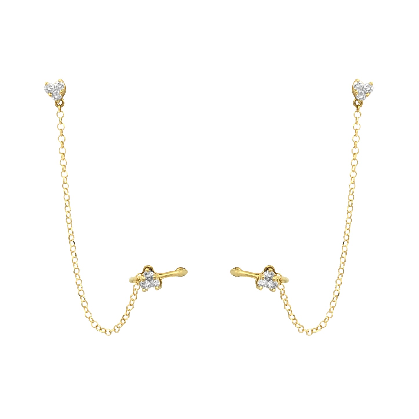 Brinco em Ouro  Piercing com Coração Cravejado com Diamantes