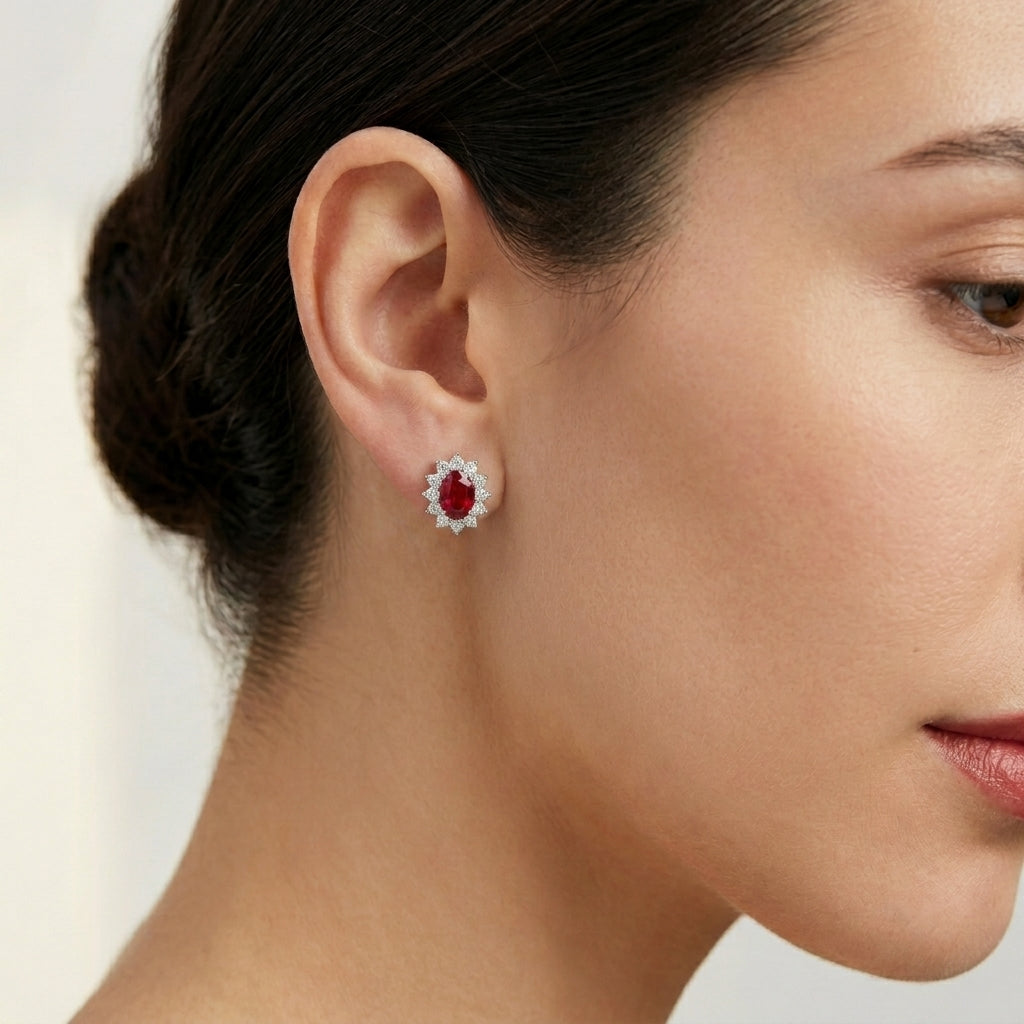 Briem Ouro com Diamantes Brancos e Rubi