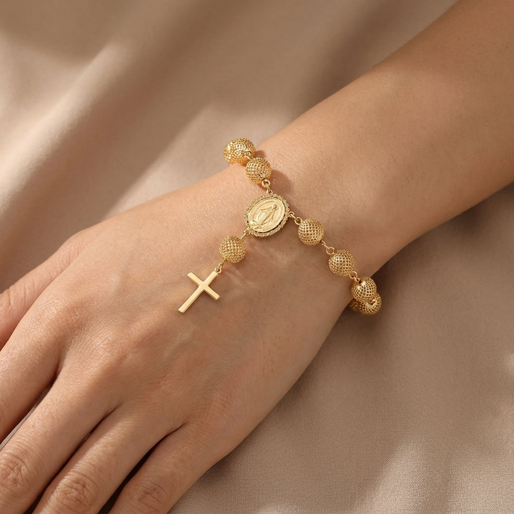 Pulseira Terço Coleção Capim Dourado